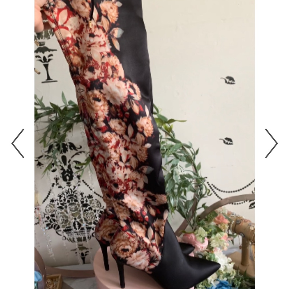 Jessica simpson flower thigh high boots